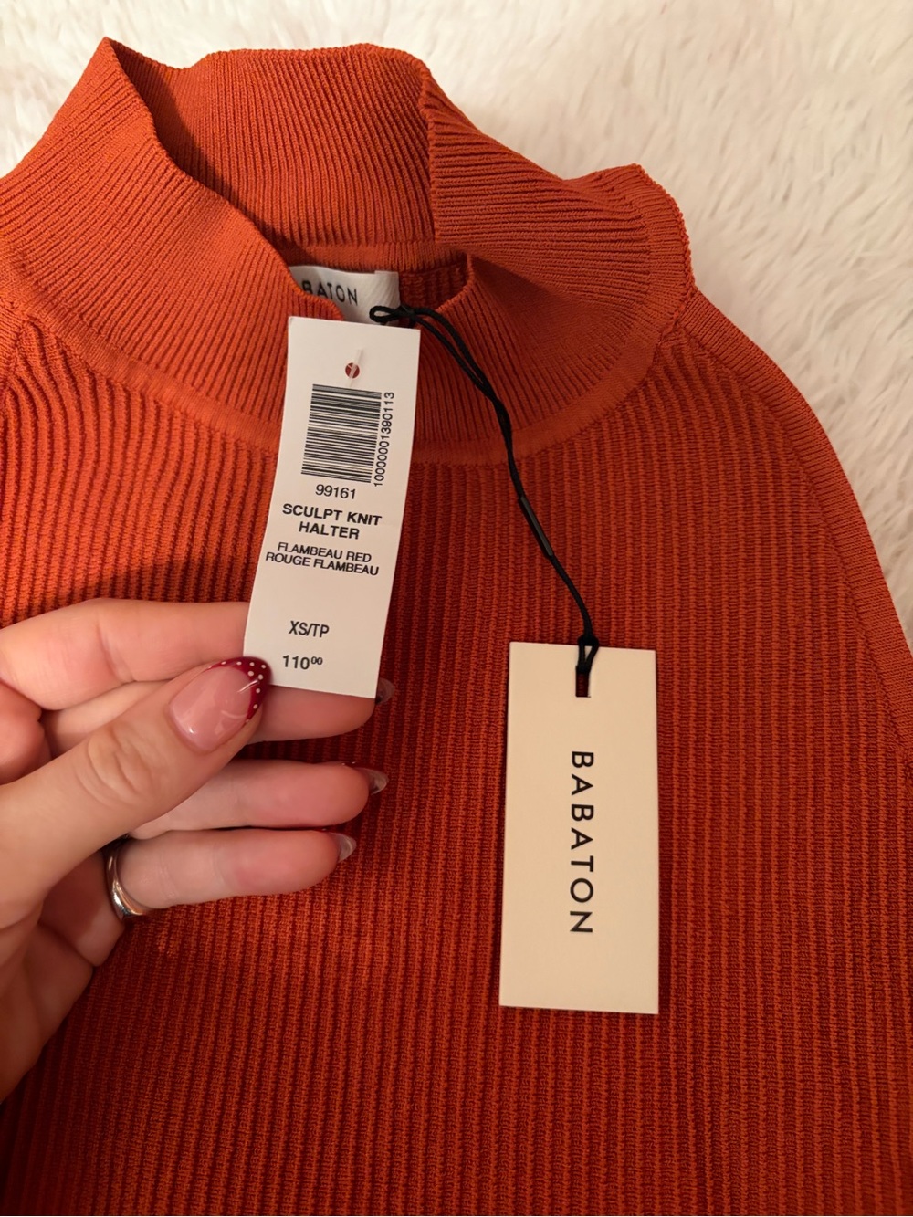 Aritzia Babaton Sculpt Knit Halter Sweater - Flame Red - Picture 1 of 4